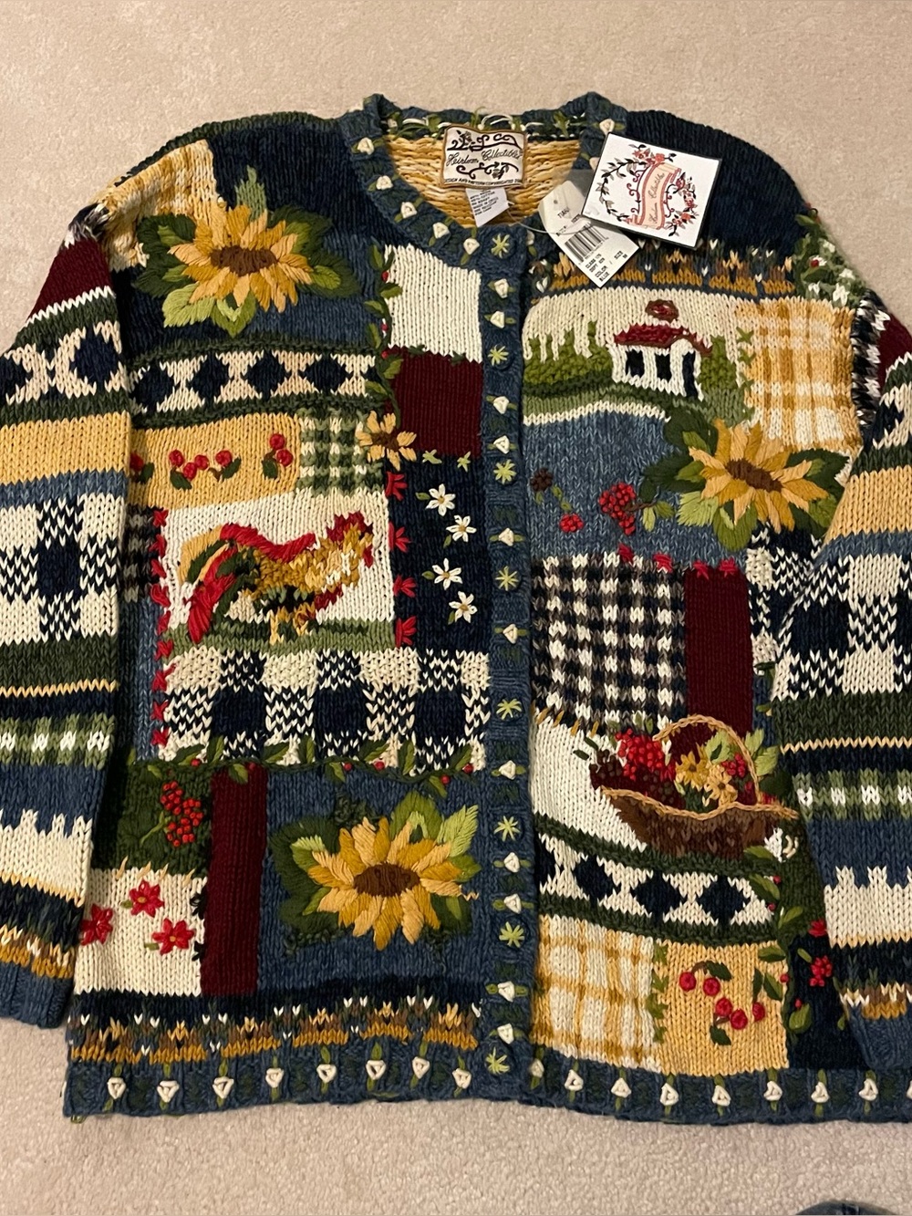 VINTAGE Heirloom Collectibles Patchwork
Cardigan Sweater M NWT 90s Cottagecore